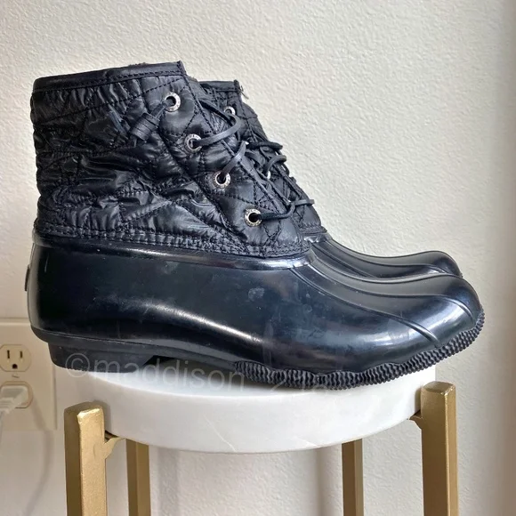 Sperry Saltwater Nylon Quilted Duck Boot Black size 9 women’s Side Zip size 9 - Picture 11 of 11